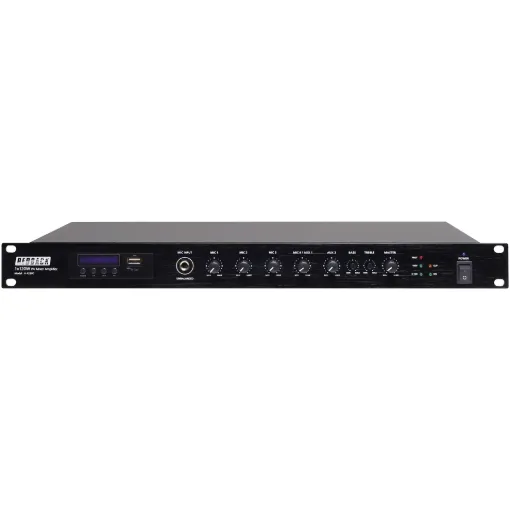 These 6 input compact Class-D design amplifiers offer multi source mixing including 4 mic and 2 AUX inputs plus USB/SD card/FM tuner audio playback and Bluetooth streaming functionality.