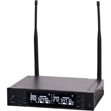 A high performance wireless microphone system with true diversity operation and 300 selectable UHF channels for interference free operation