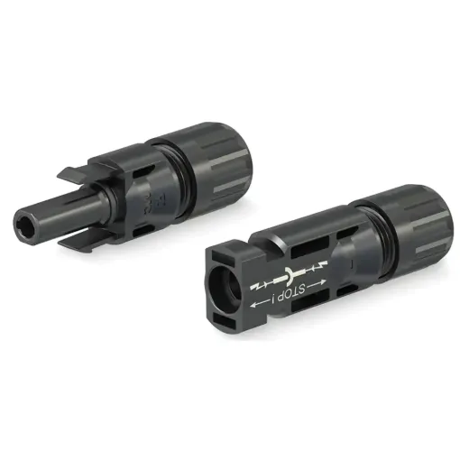 Water & dust proof - IP68 rated. Commonly used on photovoltaic (PV) solar panel arrays. Fully sealed connectors suitable for use in exposed installations. Rated 35A