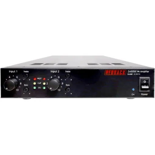 This 2 x 60W PA zone amplifier developed by Redback, allows installers to mix and match amplifiers within a 1RU 19” rack space.