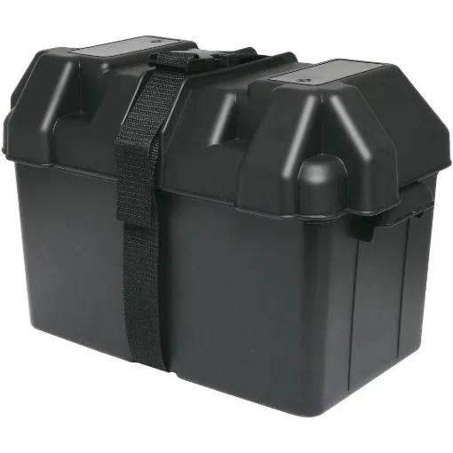 This automotive / marine plastic battery box (24M type) suits 30-80Ah batteries and is made from a non-corrosive, high-density, reinforced black, polyethylene material which is impervious to battery acid.