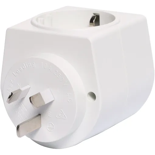 Allows appliances from all over the world to be plugged into Australian outlets. Use on almost any appliance, such as mobile phone chargers, shavers, irons or laptops. Suits appliances from most countries.