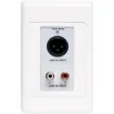 3 pin XLR and RCA audio input wallplate fitted with a Dante equipped interface for transmitting signals over Cat5e/6/7 in Dante audio networks