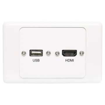 Flylead Wallplate fitted with HDMI and USB Type A. Supplied with two facia covers to suit your decor.