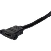 HDMI® socket to socket wallplate fly lead (Ultra High Speed HDMI Cable). Fitted with screw mount recesses for attaching to custom AV wallplates. HDMI® certified. Supports 8K resolutions at 60Hz. Suitable for use with 1.4, 2.0 and 2.1 HDMI® compliant equipment.