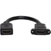 HDMI® socket to socket wallplate fly lead (Ultra High Speed HDMI Cable). Fitted with screw mount recesses for attaching to custom AV wallplates. HDMI® certified. Supports 8K resolutions at 60Hz. Suitable for use with 1.4, 2.0 and 2.1 HDMI® compliant equipment.