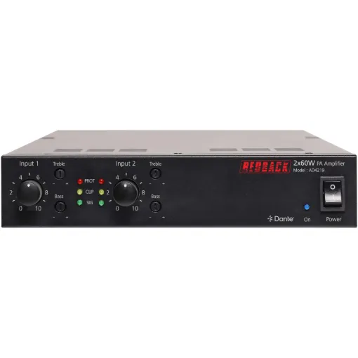 This series of amplifier combines the popular half rack concept and adds Dante® connectivity for flexible routing and distribution of audio across a commercial PA installation.