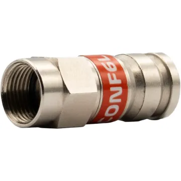 Kingray’s new Series 6 Premium Compression Connector, Torque Retaining, 18mm with continuous ground feature. Laboratory testing has proven that, even in a loosened state, the KCONF6L’s unique features keep the connection tight while providing enhanced shielding and continuous grounding. Compatible with 60% thru quad shield RG6 coaxial cable. Foxtel Approved. (F31218)