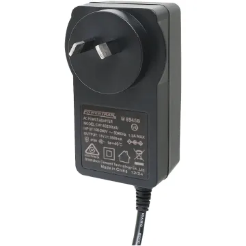 18V DC Switchmode Plugpack Supplied with fixed positive to tip 2.1mm DC jack. Compact design with high current regulated output. Energy authority approved. MEPS approved.