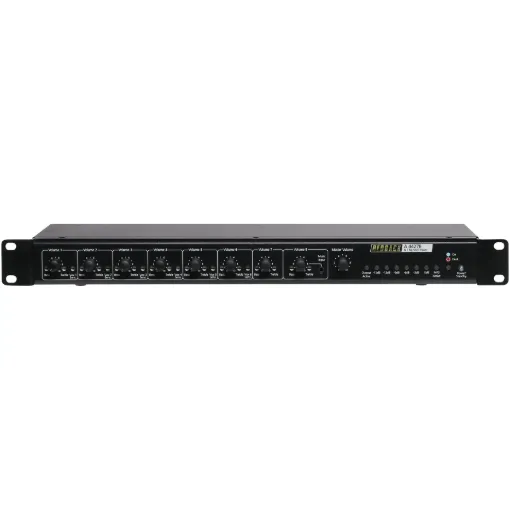 This fully revised mixer model offers improved noise circuitry and features six input channels which are user selectable for either balanced mic or line as well as two dedicated line level RCA inputs and a 3.5mm audio jack for portable devices.