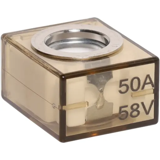 Bolt on marine rated battery fuses. Sits on the stud between the connection and the terminal.