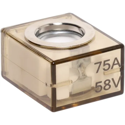 Bolt on marine rated battery fuses. Sits on the stud between the connection and the terminal.