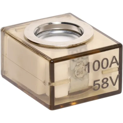 Bolt on marine rated battery fuses. Sits on the stud between the connection and the terminal.