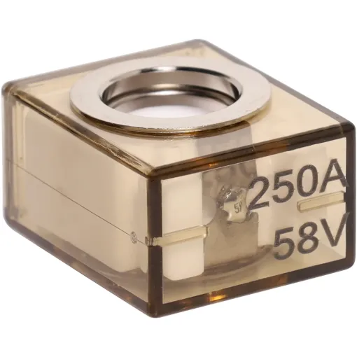Bolt on marine rated battery fuses. Sits on the stud between the connection and the terminal.