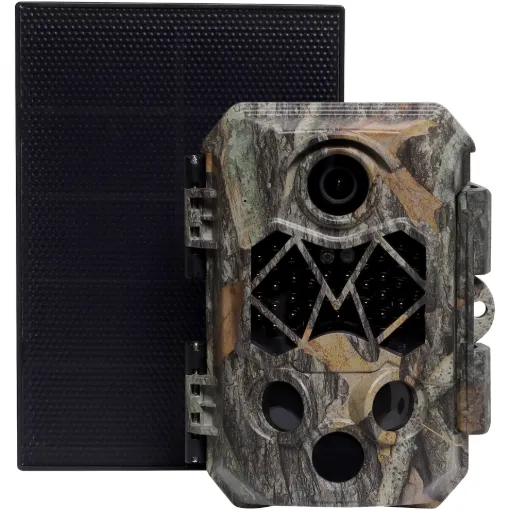 This 4k solar powered Wi-Fi trail camera is a wildlife and surveillance camera with in-built Wi-Fi and bluetooth file transfer.