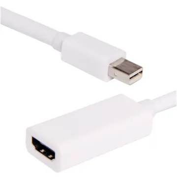 Mini DisplayPort male to HDMI female socket adaptor lead. 20cm length.