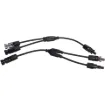 This adapter cable allows two solar panels to be connected in a series or parallel. It's waterproof, dustproof and IP68 rated.  Sold in matching pairs (opposite genders). EN50521:2008 approval suitable for AS/NZS 5033:2012 standard. Also available in a 3 in 1 pair.