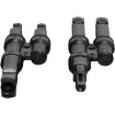MC4 style dual line plug adaptor designed for use when daisy chaining solar panels together.