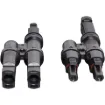 MC4 style dual line plug adaptor designed for use when daisy chaining solar panels together.