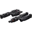 MC4 style dual line plug adaptor designed for use when daisy chaining solar panels together.