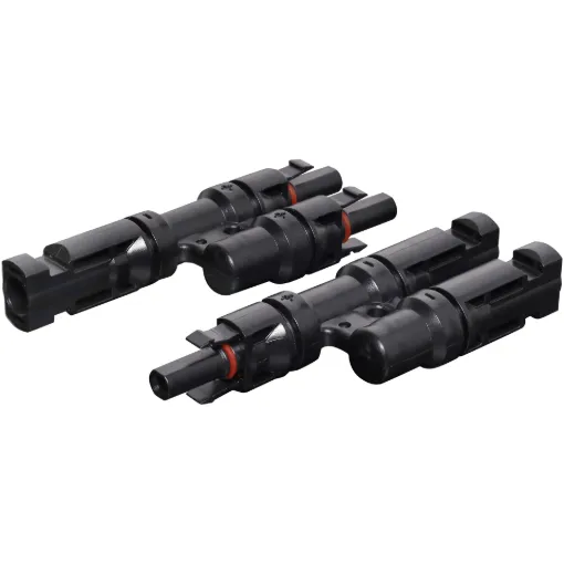 MC4 style dual line plug adaptor designed for use when daisy chaining solar panels together.