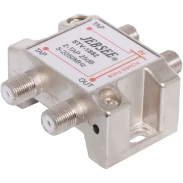 For use in large distributed MATV systems. These Tee units tap off the exact signal level required for each outlet. Available in either 2 way or 4 way in five different signal variations. Fitted with F connectors for easy installation.