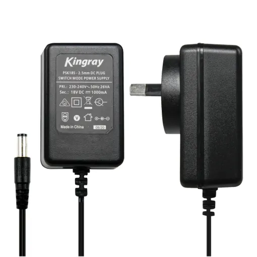 18V DC 1A plugpack with 2.5mm DC socket arrangement designed to plug in line with Kingray range of MATV distribution amplifiers.
