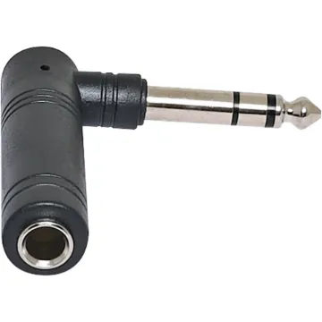 Right Angle 6.35mm Stereo Plug to 6.35mm Socket Adapter