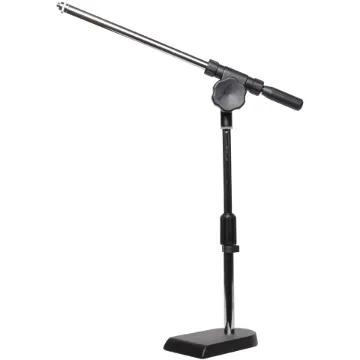 Banquet / desk type microphone stand.  Telescopes both vertically and horizontally. Swivel adjustment on horizontal arm. 5/8" thread adaptor supplied. Heavy cast base.
