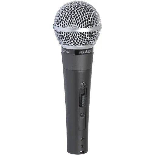 This fine quality microphone has been styled on the famous Shure&trade Bros SM58. In our opinion the reproduction is every bit as good as the genuine article. Housed in a sturdy diecast body and fitted with a silent action reed type on/off switch.