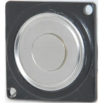 400mW, 8Ω. As used in telephones, fax machines, modems etc. 5mm thick. Diagonal mounting hole centres at 37mm.