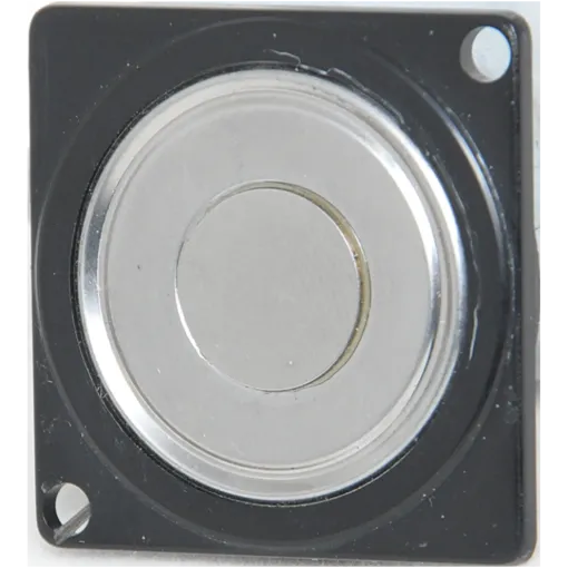 400mW, 8Ω. As used in telephones, fax machines, modems etc. 5mm thick. Diagonal mounting hole centres at 37mm.