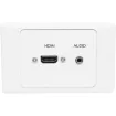 Flylead Wallplate fitted with HDMI high speed with Ethernet (1.4) connection and 3.5mm stereo. Supplied with two facia covers to suit your decor.