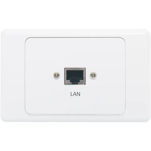 Wallplate fitted with RJ45 Cat6 connection. 150mm fly lead on rear.