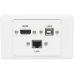 Wallplate fitted with RJ45 Cat6, USB Type B & HDMI connections. 150mm fly leads on rear.