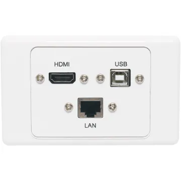 Wallplate fitted with RJ45 Cat6, USB Type B & HDMI connections. 150mm fly leads on rear.