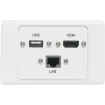 Wallplate fitted with RJ45 Cat6, USB Type A & HDMI connections. 150mm fly leads on rear.