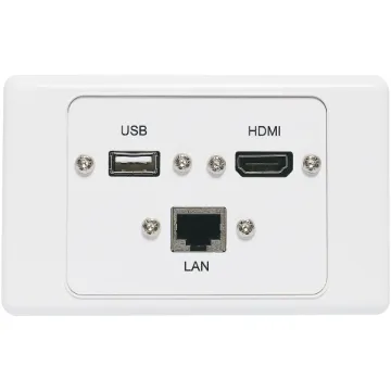 Wallplate fitted with RJ45 Cat6, USB Type A & HDMI connections. 150mm fly leads on rear.