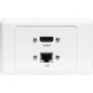 Wallplate fitted with RJ45 Cat6 & HDMI V2.1 connection. 150mm fly leads on rear.