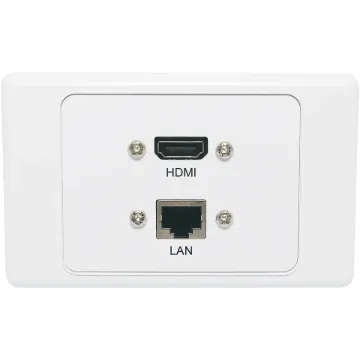 Wallplate fitted with RJ45 Cat6 & HDMI V2.0 connection. 150mm fly leads on rear.