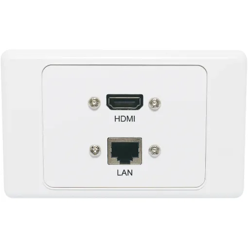 Wallplate fitted with RJ45 Cat6 & HDMI V2.0 connection. 150mm fly leads on rear.