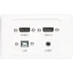 Wallplate fitted with 3.5mm Audio Jack, USB Type B & 2 x HDMI connections. 150mm fly leads on rear.