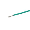 Green, 7 strand, 26AWG, tinned copper wire with a PVC insulator for indoor, general purpose, low current wiring.