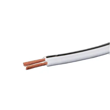 Medium duty figure 8 speaker cable for a variety of uses. 2x24/0.20 size (18AWG). White with black trace. Max current rating: 7.5A. 500m roll size.