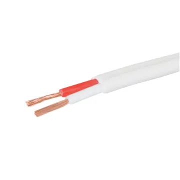 Speaker cable for 100V line commercial PA audio systems. Double PVC insulated twin. Separate conductors with non-bonded sheath.