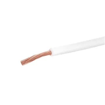 White, 32 strand, 17AWG, heavy duty, high current, tinned copper wire with a PVC insulator suitable for indoor 240V and heavy duty wiring.