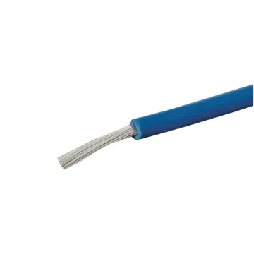Blue, 32 strand, 17AWG, heavy duty, high current, tinned copper wire with a PVC insulator suitable for indoor 240V and heavy duty wiring.