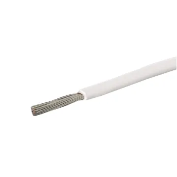 White, 50 strand, 13AWG, heavy duty, high current, tinned copper wire with a high temperature rated PVC insulator.