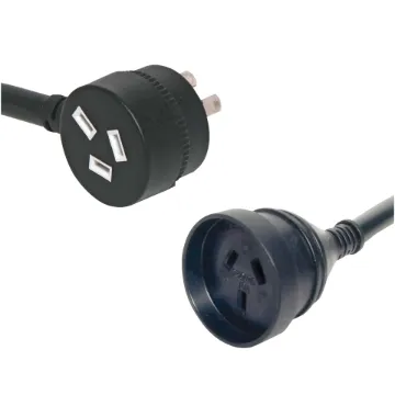 Black plugs and lead. Picture for illustration purposes only. Piggyback plug. 2m