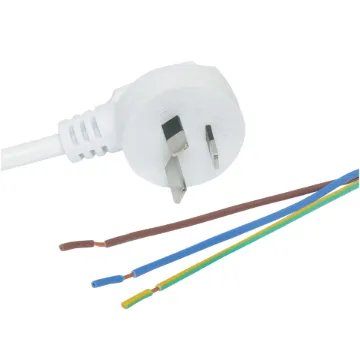 7.5A 3 pin 2m white, bare ends 6.4mm diameter. Energy Authority approved.
